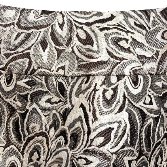 Ann Taylor LOFT skirt, brown/cream/gold metallic print, zipper on side, lined - Picture 5 of 9